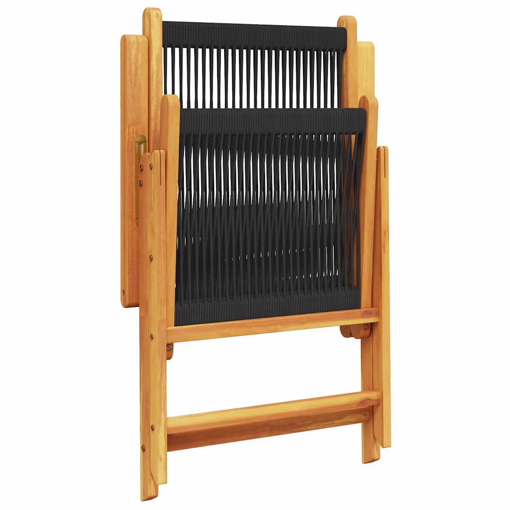 Have Spisebordssæt 7 pcs Sort Massiv akacietræ og poly rattan