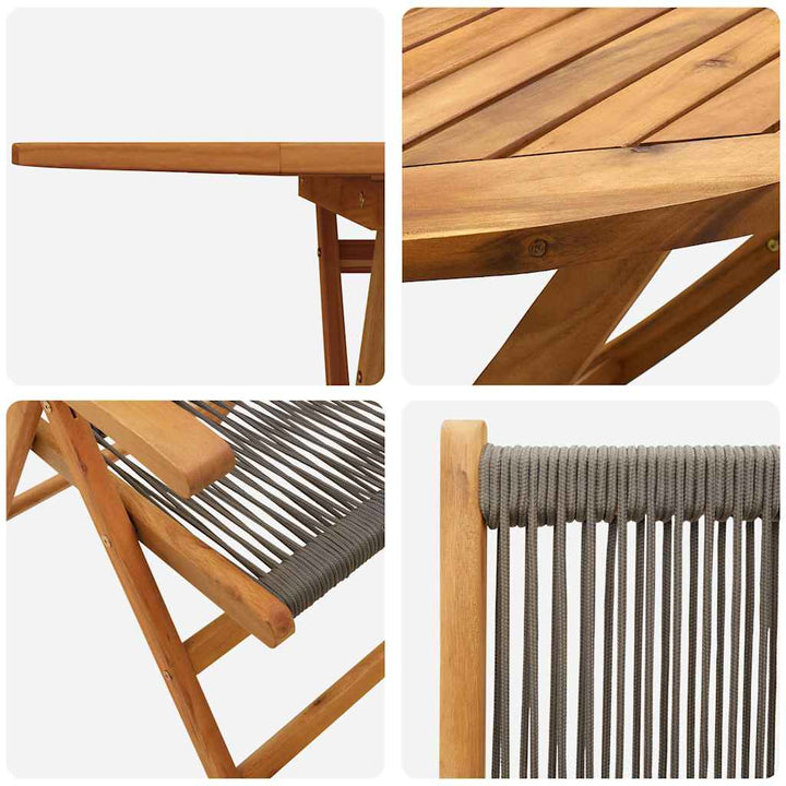 Have Spisebordssæt 5 pcs Grå Massiv akacietræ og poly rattan