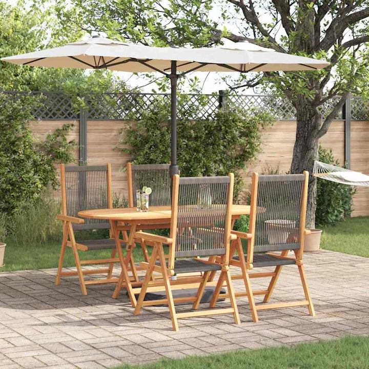 Have Spisebordssæt 5 pcs Grå Massiv akacietræ og poly rattan