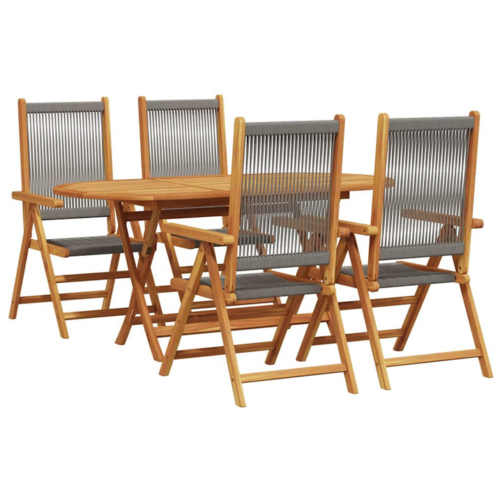 Have Spisebordssæt 5 pcs Grå Massiv akacietræ og poly rattan
