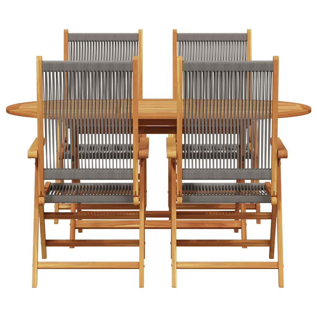 Have Spisebordssæt 5 pcs Grå Massiv akacietræ og poly rattan