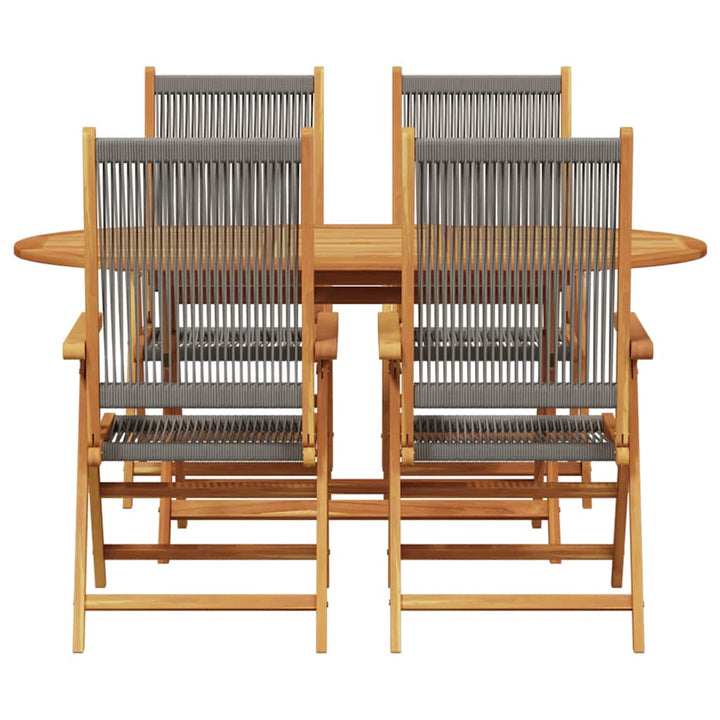 Have Spisebordssæt 5 pcs Grå Massiv akacietræ og poly rattan
