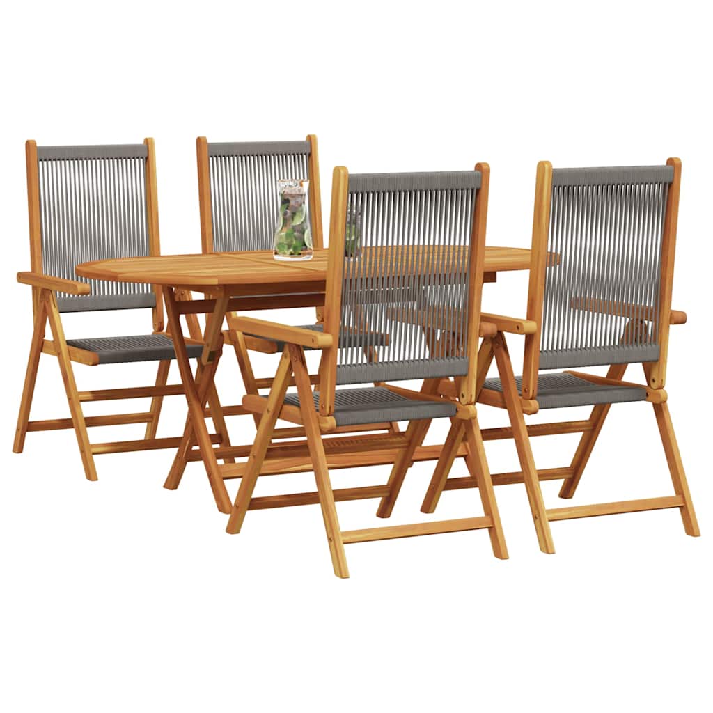 Have Spisebordssæt 5 pcs Grå Massiv akacietræ og poly rattan