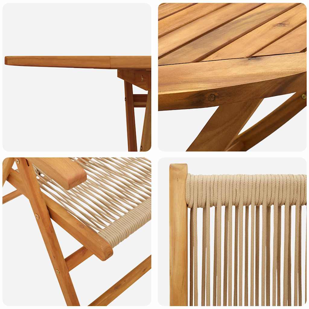 Have Spisebordssæt 5 pcs Beige Massiv akacietræ og poly rattan