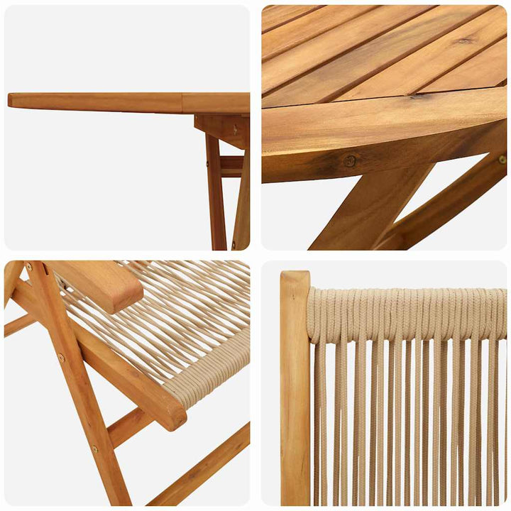 Have Spisebordssæt 5 pcs Beige Massiv akacietræ og poly rattan