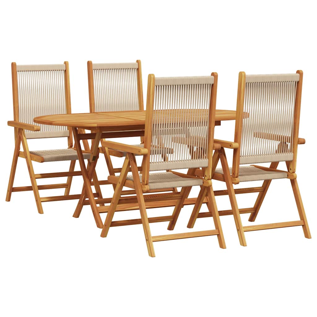 Have Spisebordssæt 5 pcs Beige Massiv akacietræ og poly rattan
