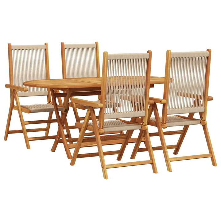 Have Spisebordssæt 5 pcs Beige Massiv akacietræ og poly rattan