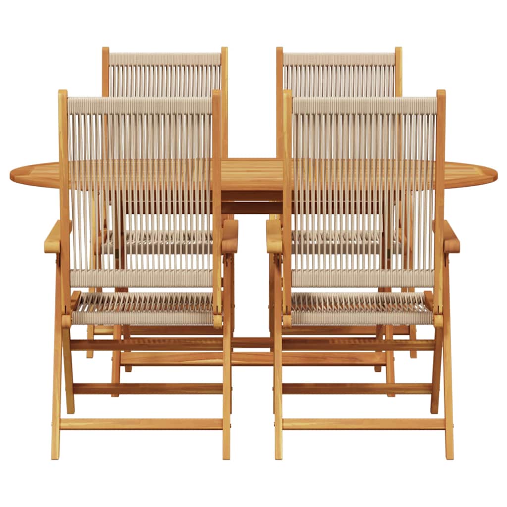 Have Spisebordssæt 5 pcs Beige Massiv akacietræ og poly rattan