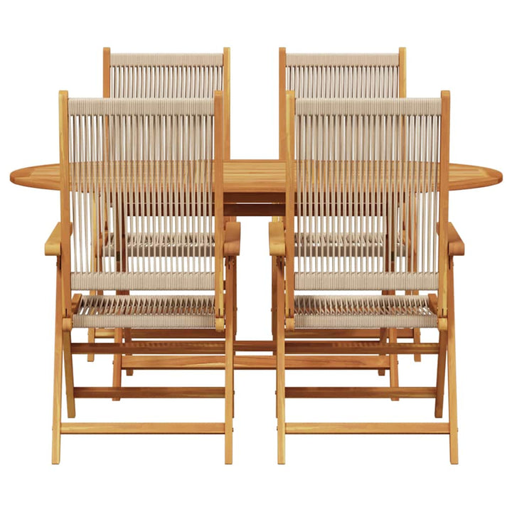 Have Spisebordssæt 5 pcs Beige Massiv akacietræ og poly rattan