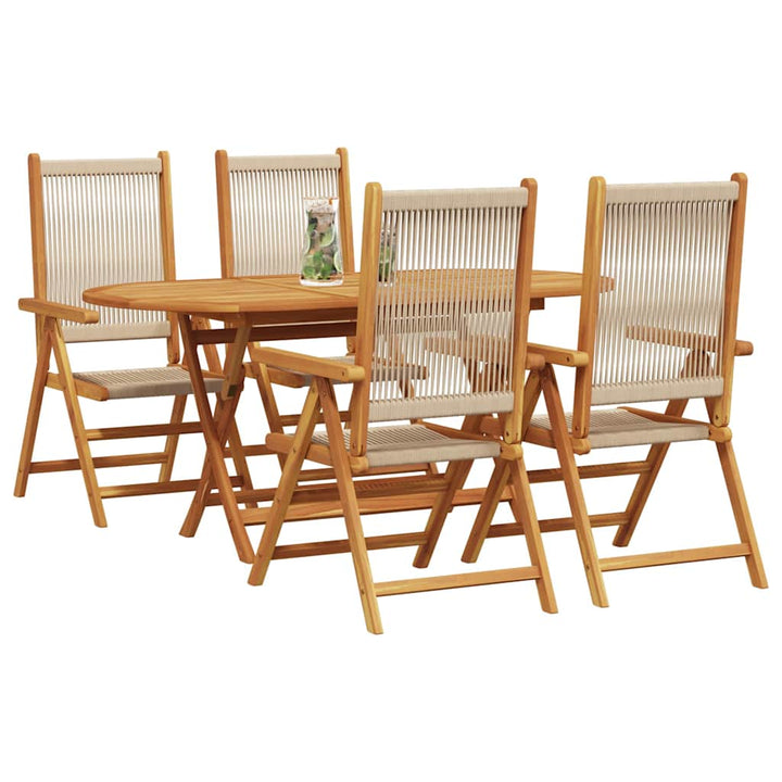 Have Spisebordssæt 5 pcs Beige Massiv akacietræ og poly rattan
