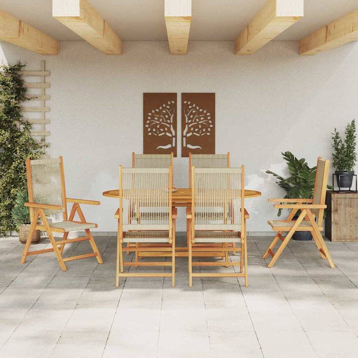 Have Spisebordssæt 7 pcs Beige Massiv akacietræ og poly rattan