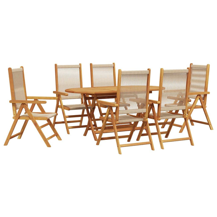 Have Spisebordssæt 7 pcs Beige Massiv akacietræ og poly rattan