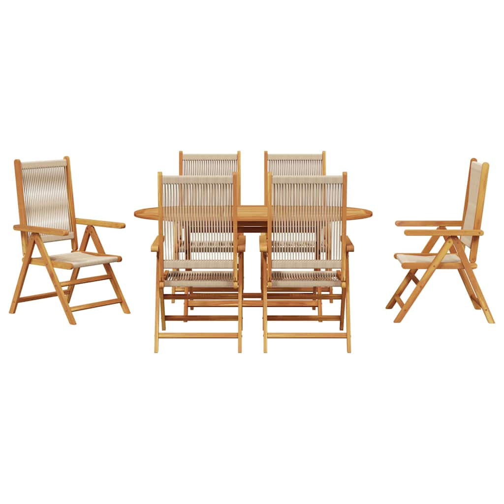 Have Spisebordssæt 7 pcs Beige Massiv akacietræ og poly rattan