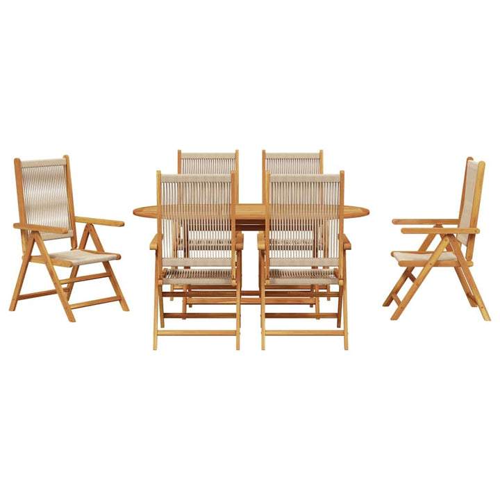 Have Spisebordssæt 7 pcs Beige Massiv akacietræ og poly rattan