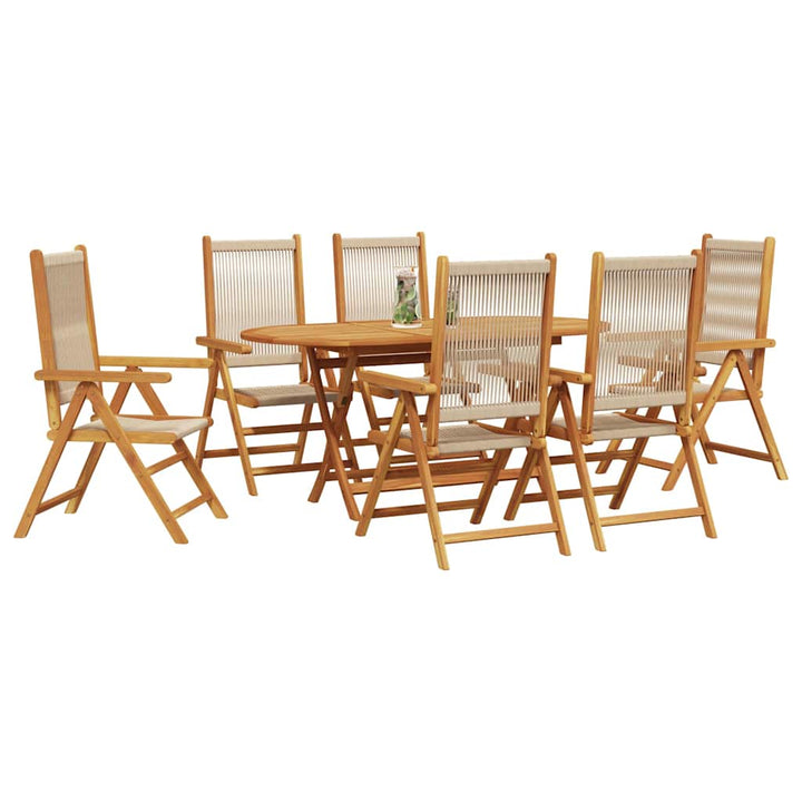 Have Spisebordssæt 7 pcs Beige Massiv akacietræ og poly rattan