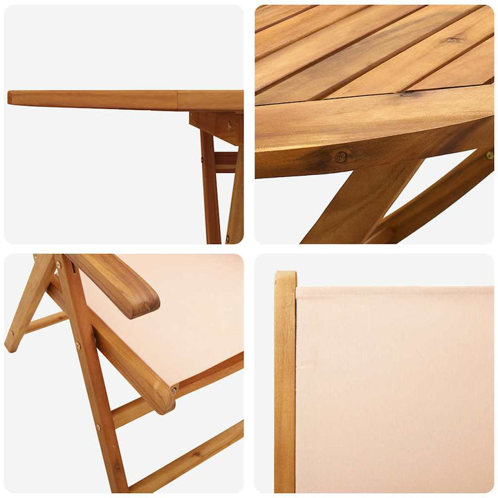 Have Spisebordssæt 5 pcs Beige Massivt akacietræ