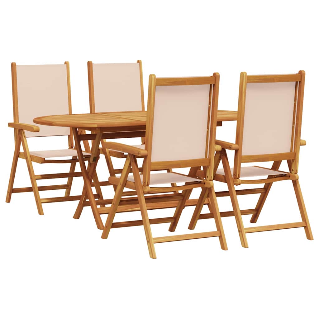 Have Spisebordssæt 5 pcs Beige Massivt akacietræ