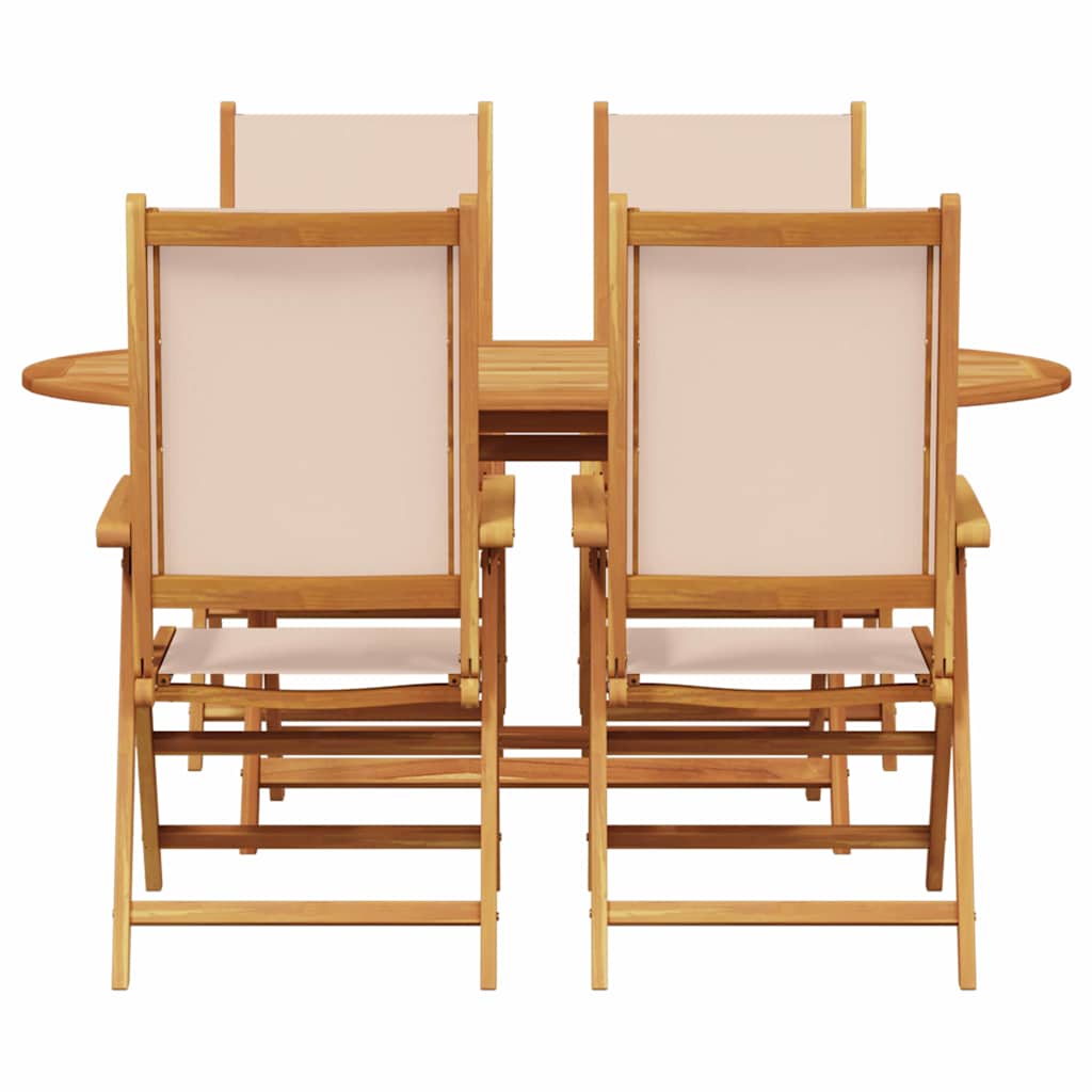 Have Spisebordssæt 5 pcs Beige Massivt akacietræ