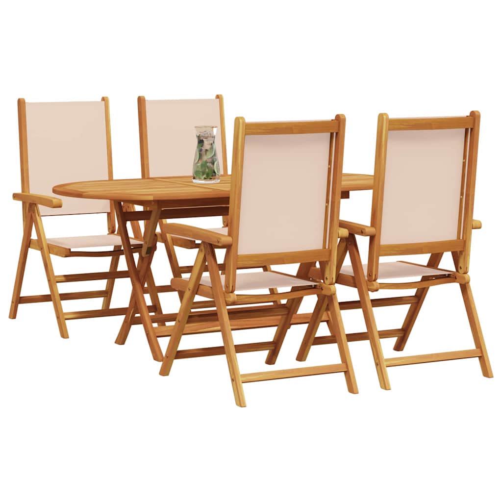 Have Spisebordssæt 5 pcs Beige Massivt akacietræ