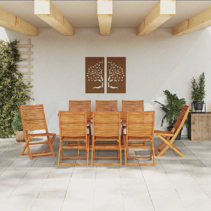 Have Spisebordssæt 9 pcs Brun Massivt akacietræ