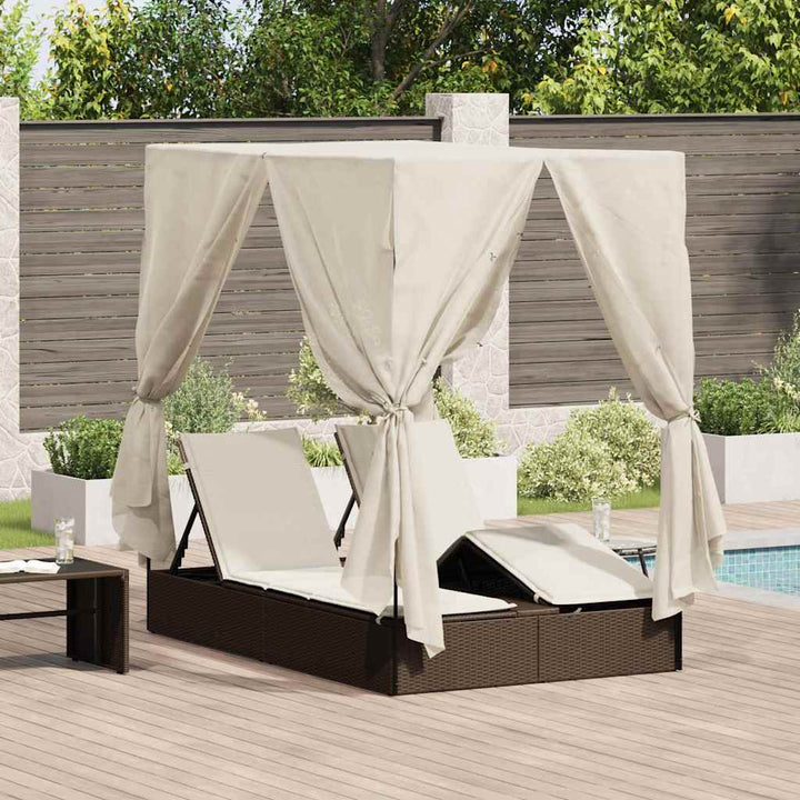 Dobbelt Solseng med Tag Brun 205 x 129 x 200 cm PE rattan
