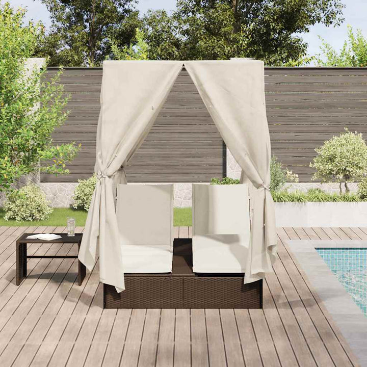 Dobbelt Solseng med Tag Brun 205 x 129 x 200 cm PE rattan