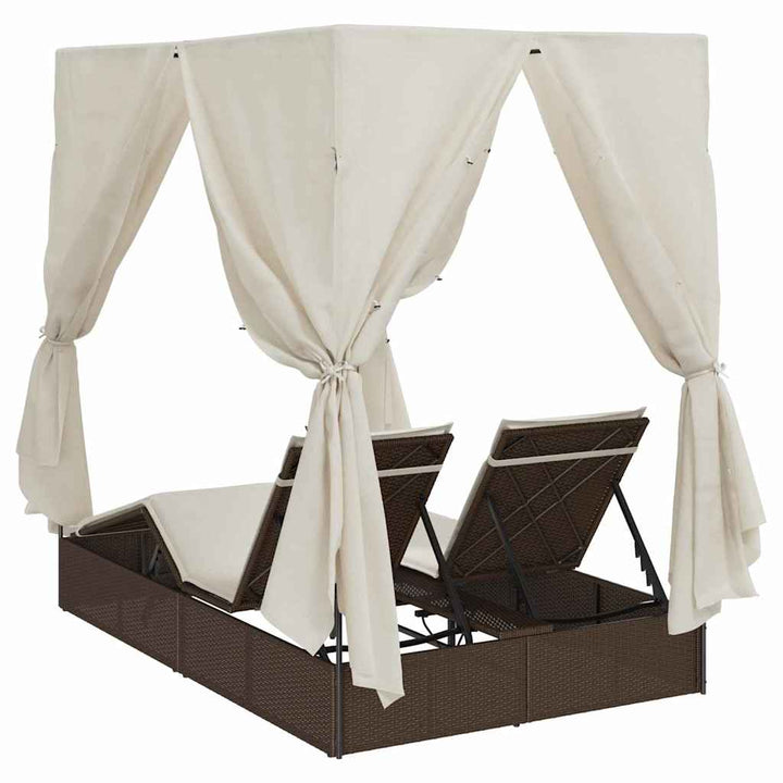 Dobbelt Solseng med Tag Brun 205 x 129 x 200 cm PE rattan