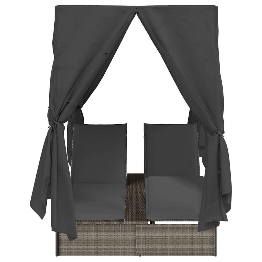Dobbelt Solseng med Tag Grå 205 x 129 x 200 cm PE rattan