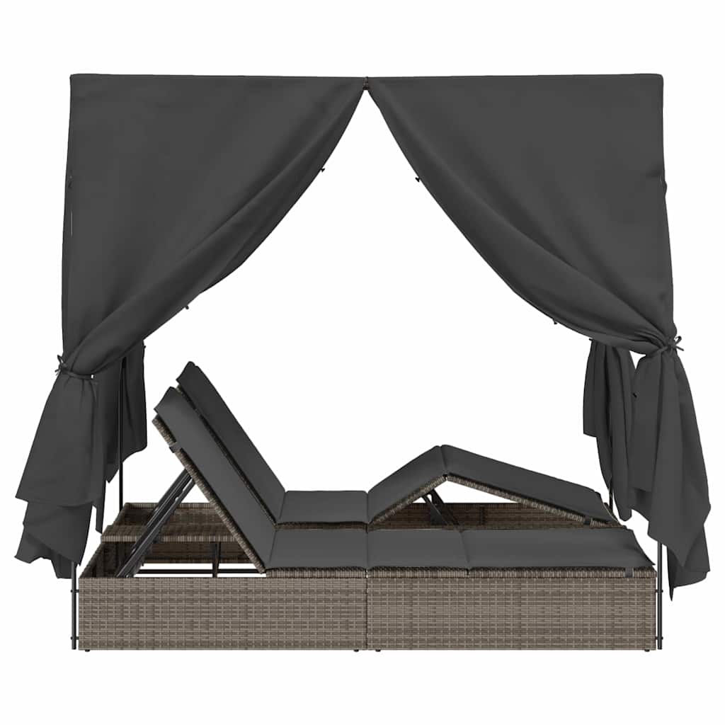 Dobbelt Solseng med Tag Grå 205 x 129 x 200 cm PE rattan