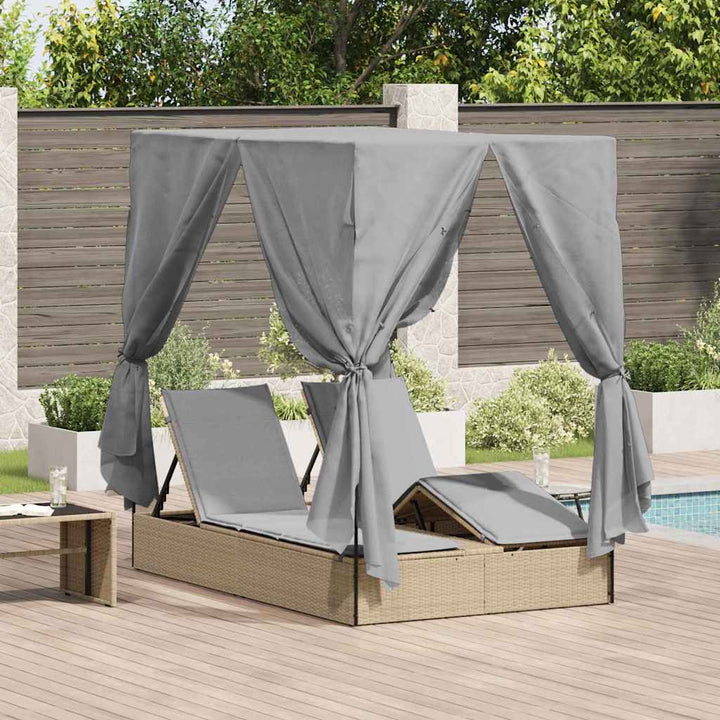 Dobbelt Solseng med Tag Beige 205 x 129 x 200 cm PE rattan