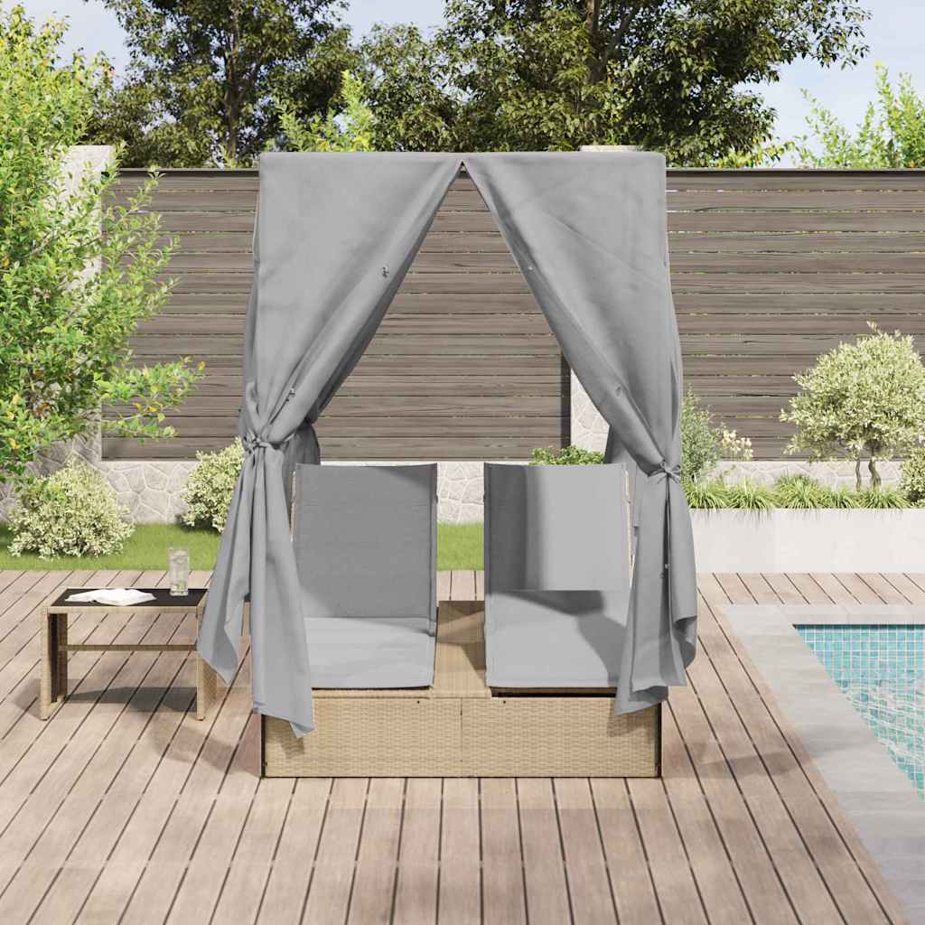 Dobbelt Solseng med Tag Beige 205 x 129 x 200 cm PE rattan