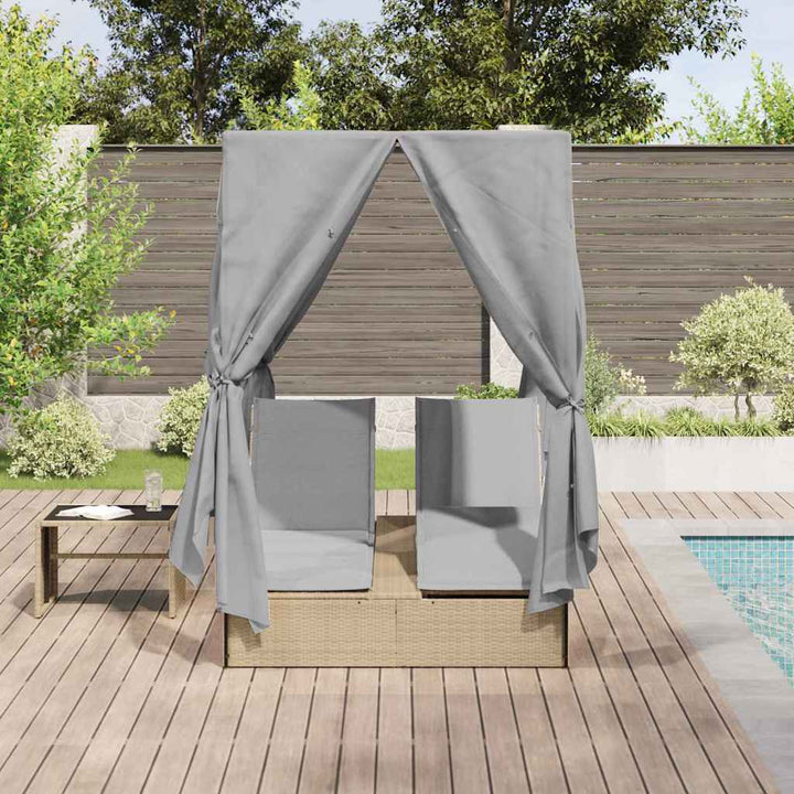 Dobbelt Solseng med Tag Beige 205 x 129 x 200 cm PE rattan