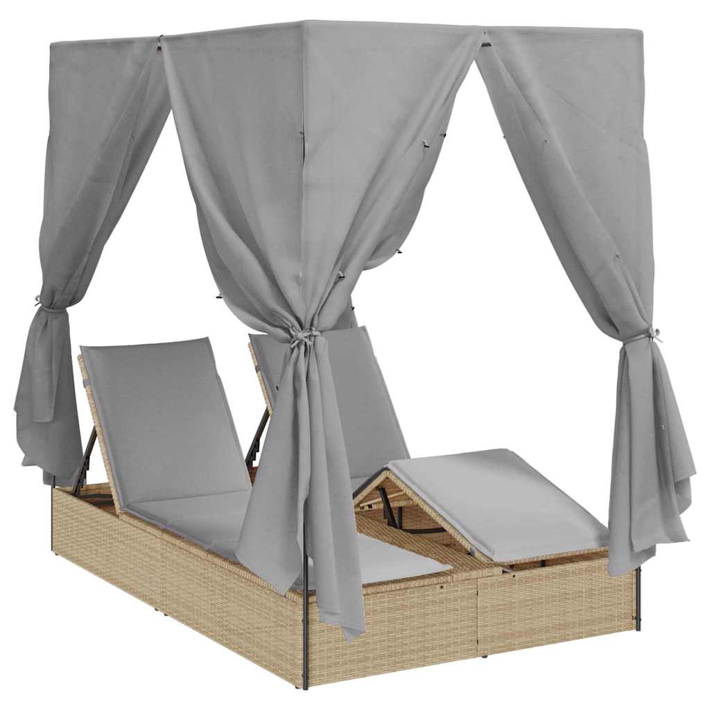 Dobbelt Solseng med Tag Beige 205 x 129 x 200 cm PE rattan