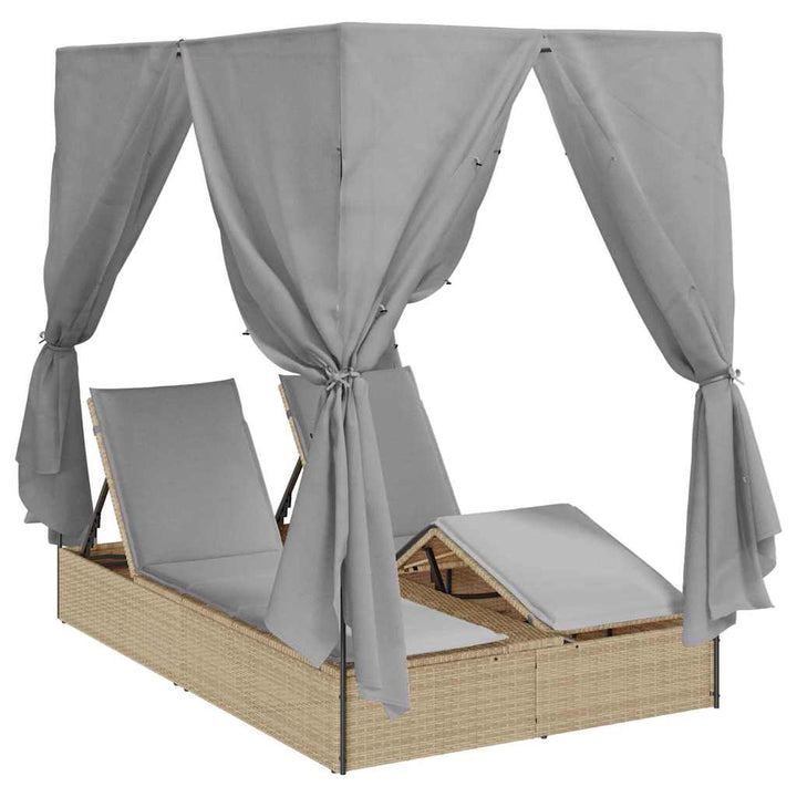 Dobbelt Solseng med Tag Beige 205 x 129 x 200 cm PE rattan