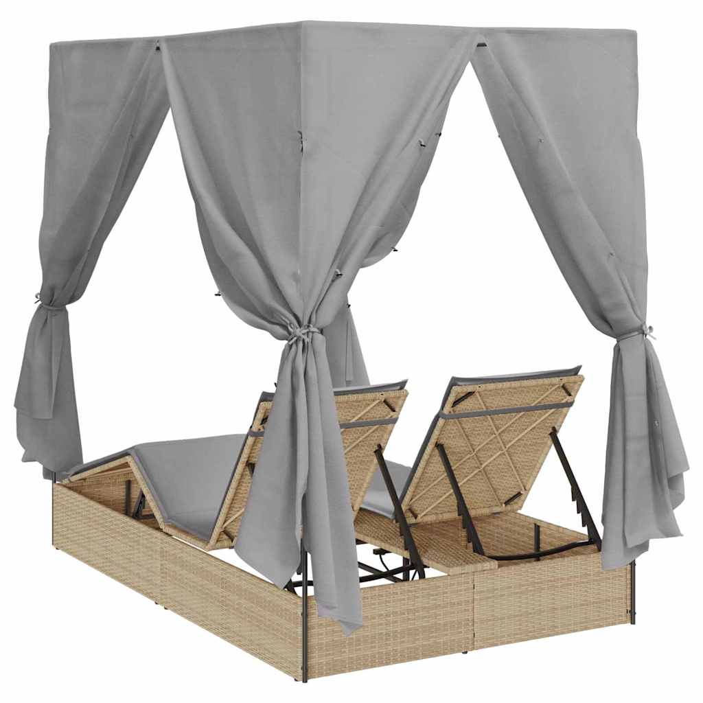Dobbelt Solseng med Tag Beige 205 x 129 x 200 cm PE rattan