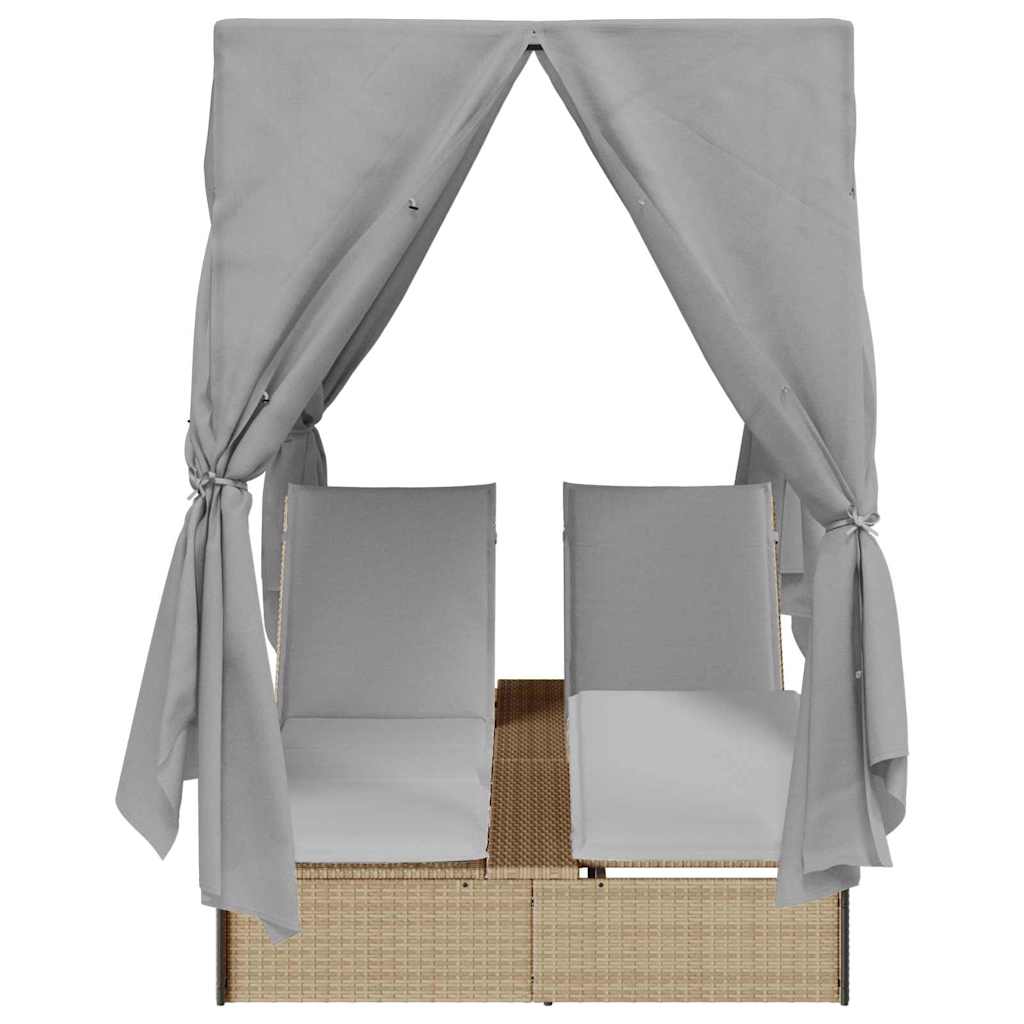 Dobbelt Solseng med Tag Beige 205 x 129 x 200 cm PE rattan