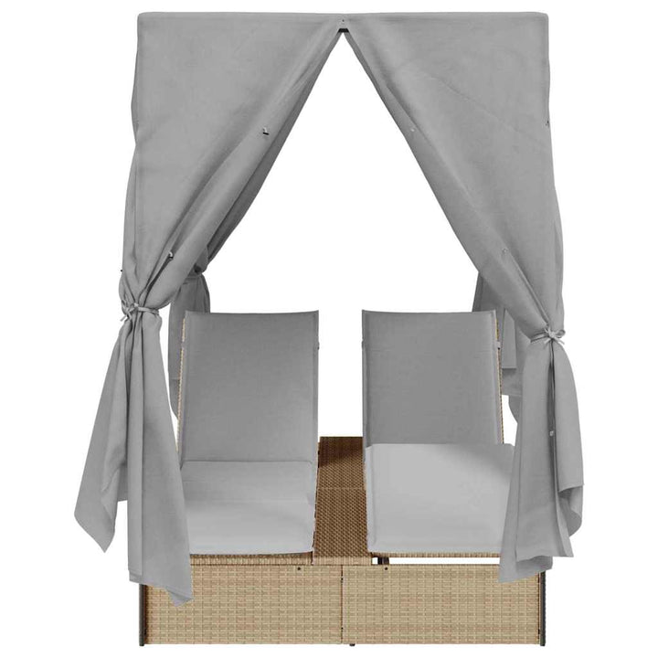 Dobbelt Solseng med Tag Beige 205 x 129 x 200 cm PE rattan
