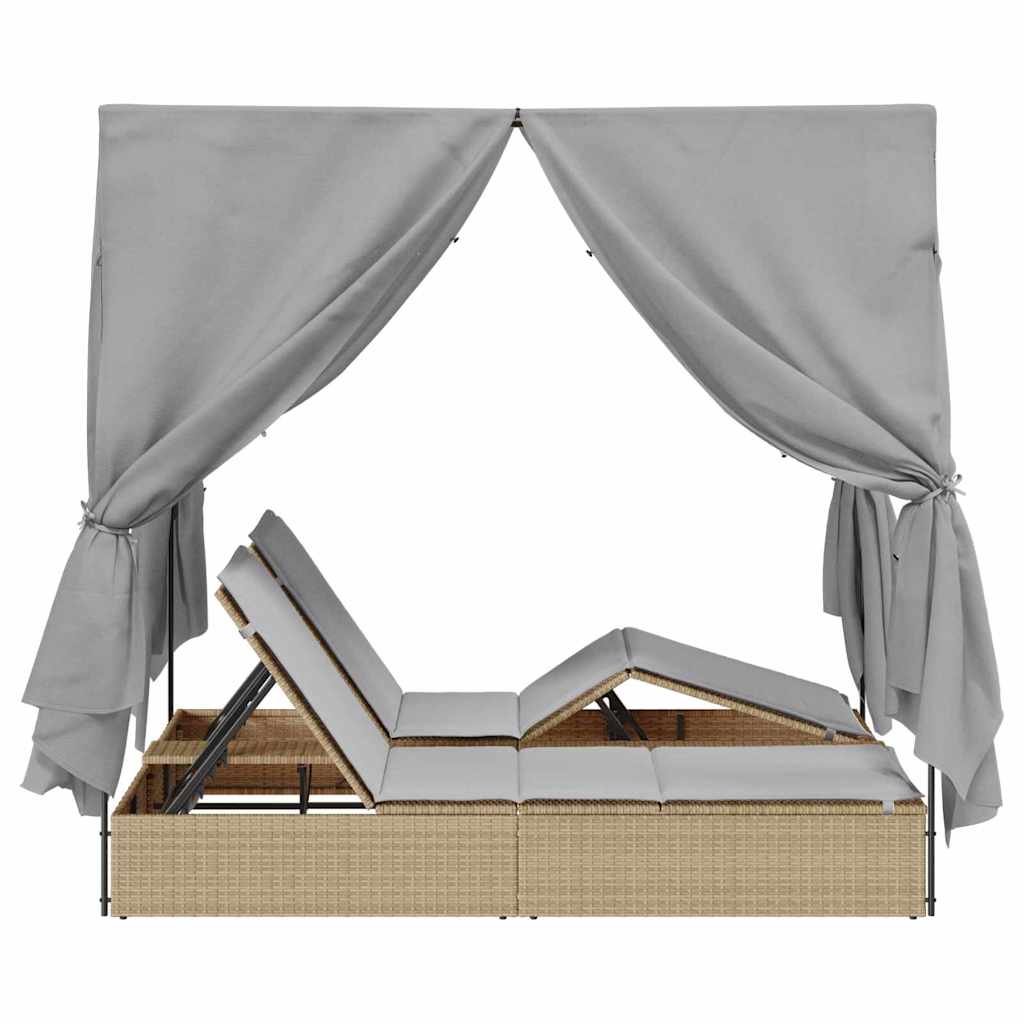 Dobbelt Solseng med Tag Beige 205 x 129 x 200 cm PE rattan