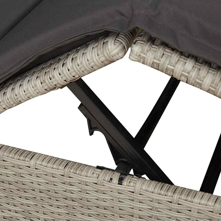 Dobbelt Solseng med Tag Lysegrå 205 x 129 x 200 cm PE rattan