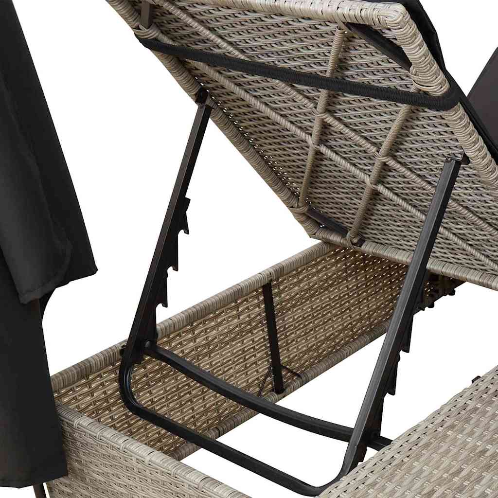 Dobbelt Solseng med Tag Lysegrå 205 x 129 x 200 cm PE rattan