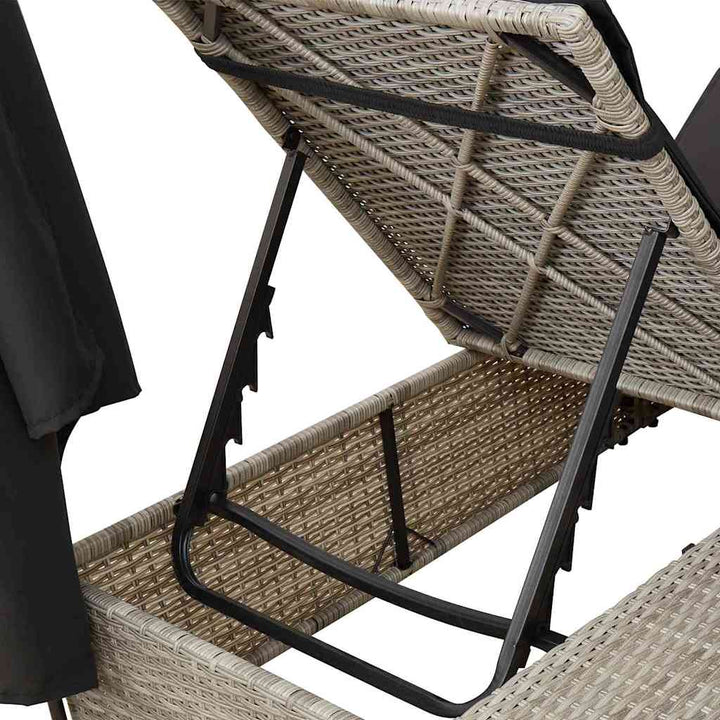 Dobbelt Solseng med Tag Lysegrå 205 x 129 x 200 cm PE rattan