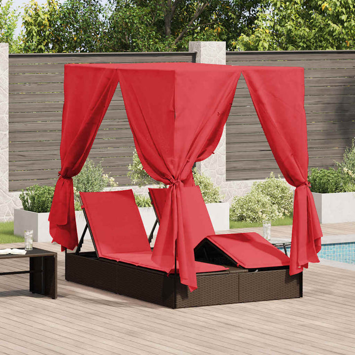 Dobbelt Solseng med Tag Brun 205 x 129 x 200 cm PE rattan