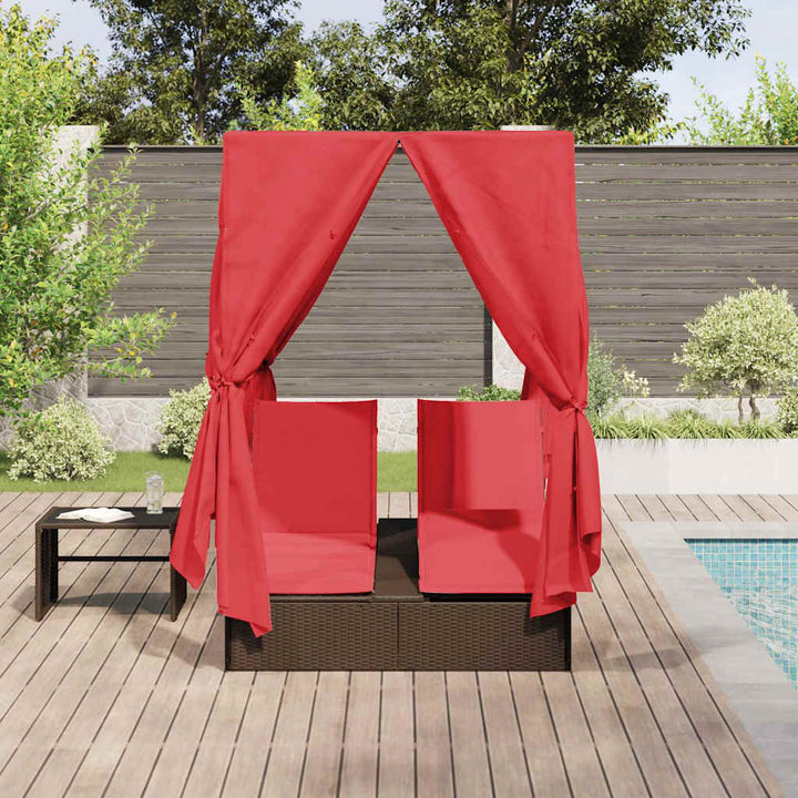 Dobbelt Solseng med Tag Brun 205 x 129 x 200 cm PE rattan