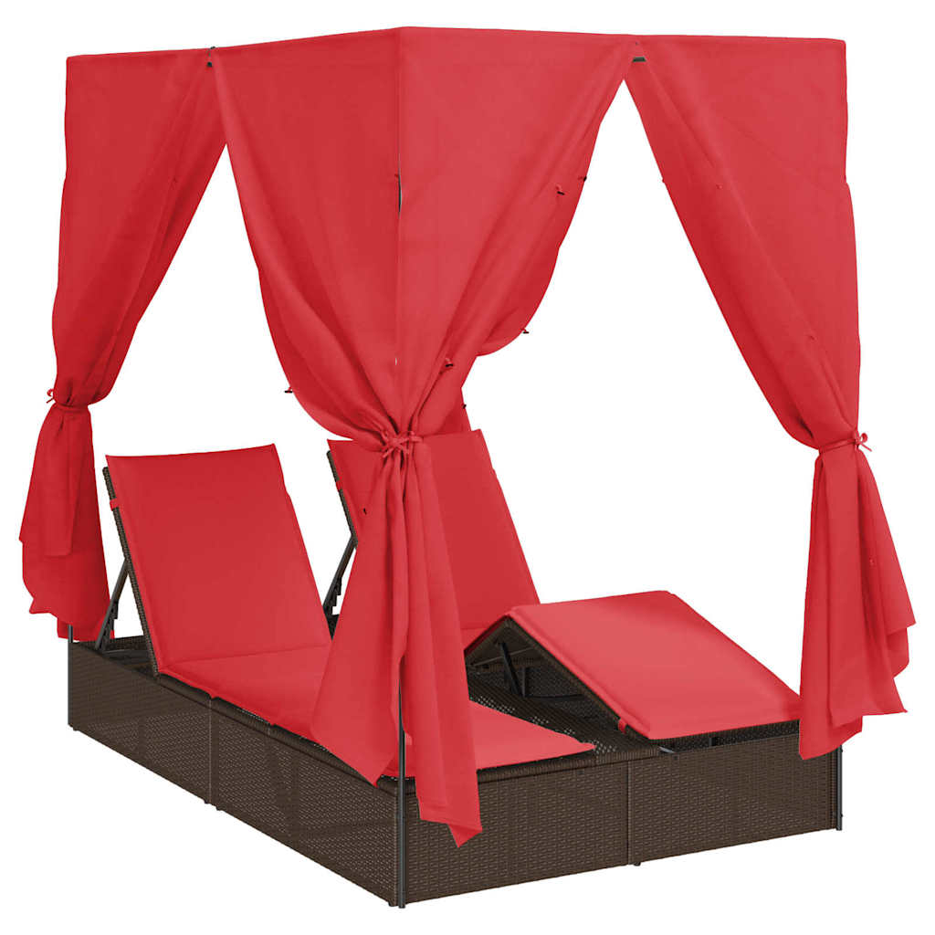 Dobbelt Solseng med Tag Brun 205 x 129 x 200 cm PE rattan