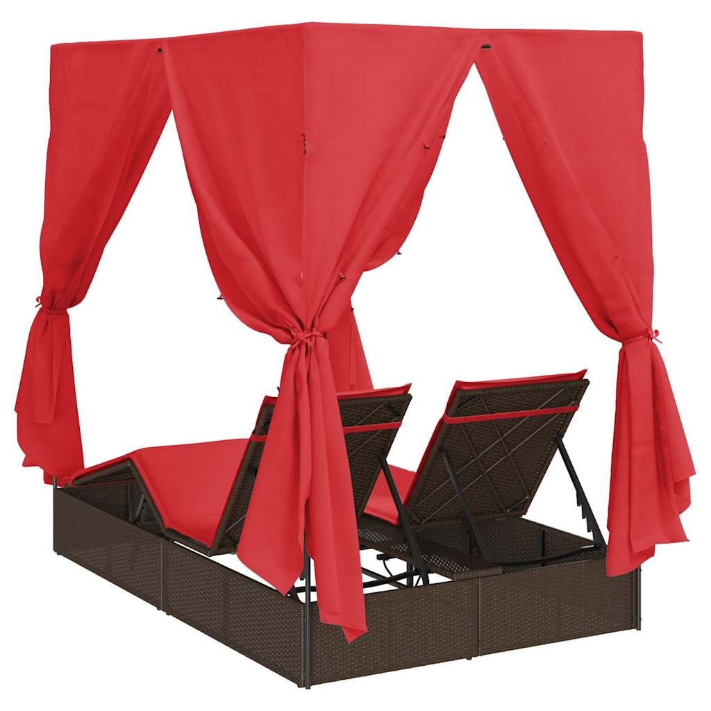 Dobbelt Solseng med Tag Brun 205 x 129 x 200 cm PE rattan