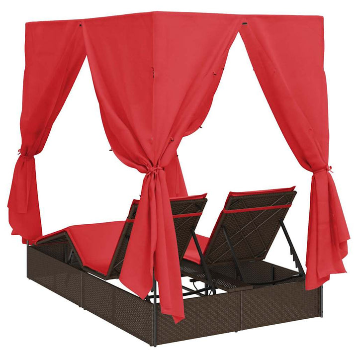 Dobbelt Solseng med Tag Brun 205 x 129 x 200 cm PE rattan