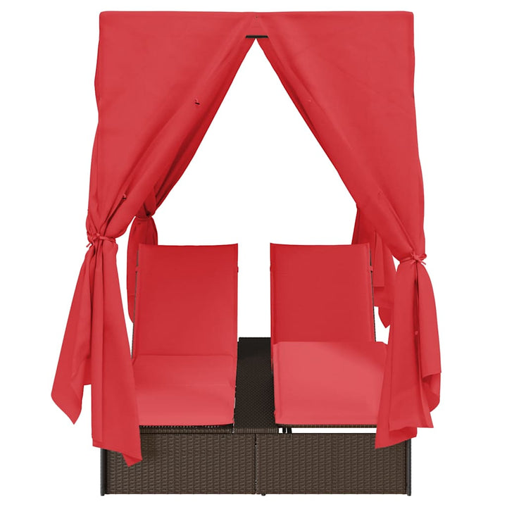Dobbelt Solseng med Tag Brun 205 x 129 x 200 cm PE rattan