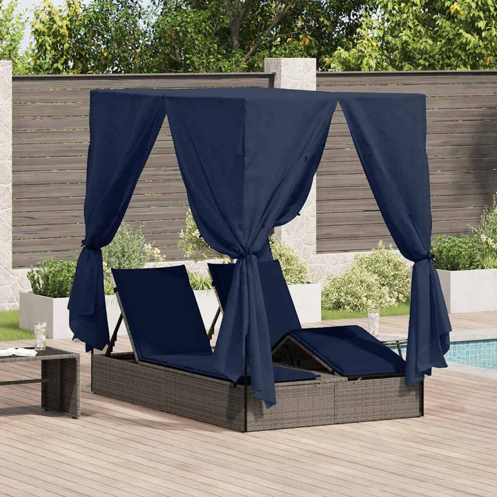Dobbelt Solseng med Tag Grå 205 x 129 x 200 cm PE rattan