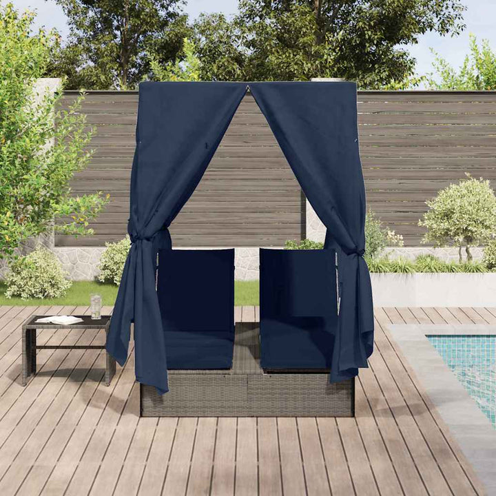 Dobbelt Solseng med Tag Grå 205 x 129 x 200 cm PE rattan