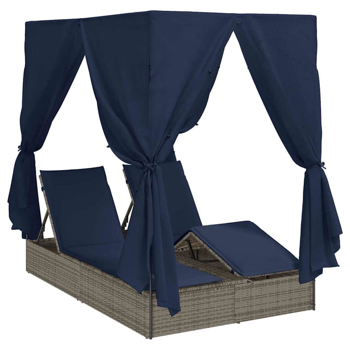 Dobbelt Solseng med Tag Grå 205 x 129 x 200 cm PE rattan